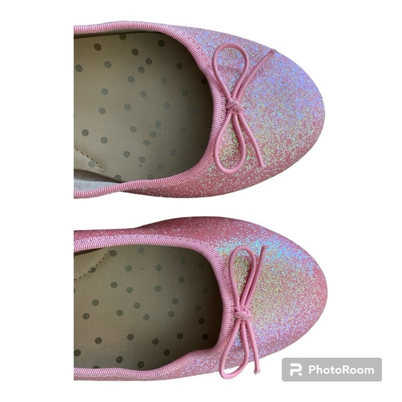 Cat & Jack Pink Sparkle Girls Ballet Flats size 4 - Picture 2 of 10